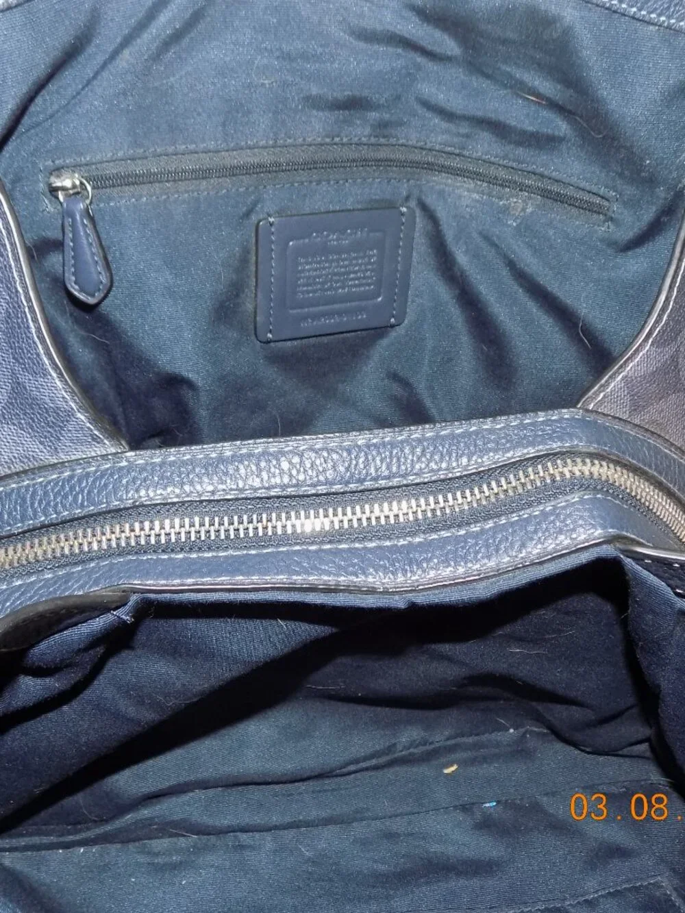Coach Unique Navy Pebbled Leather Shoulder Hobo with Gold Hardware